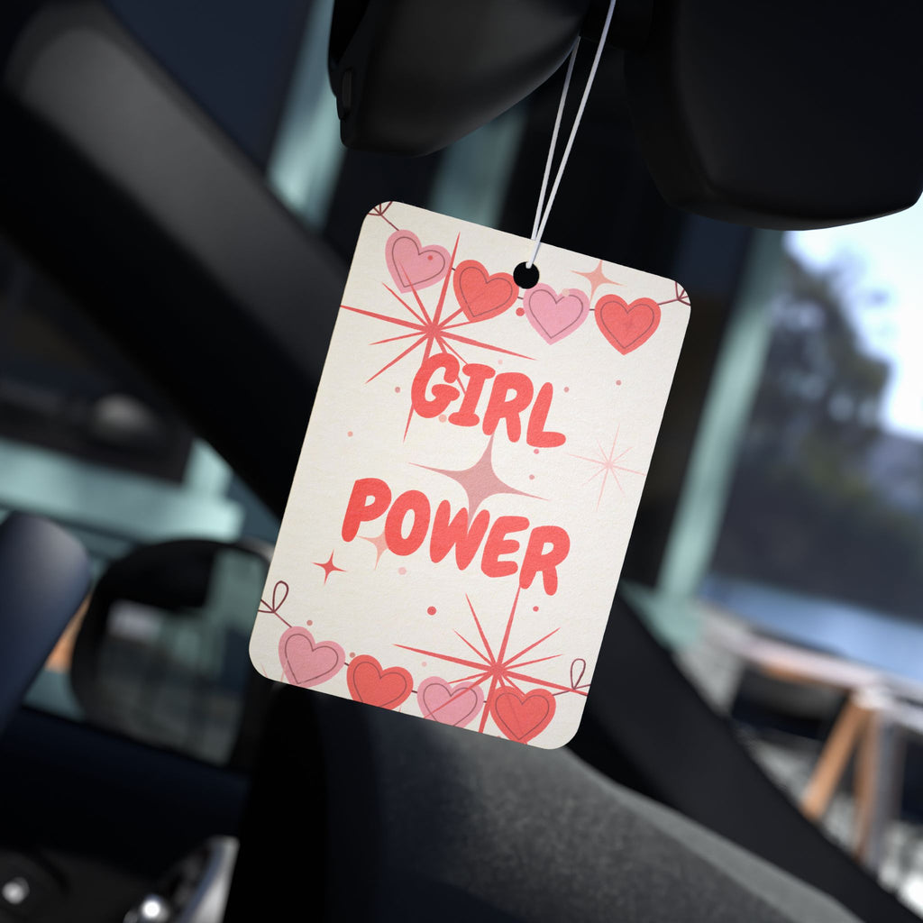 Girl Power Retro Hearts Car Air Freshener — Pink & Red