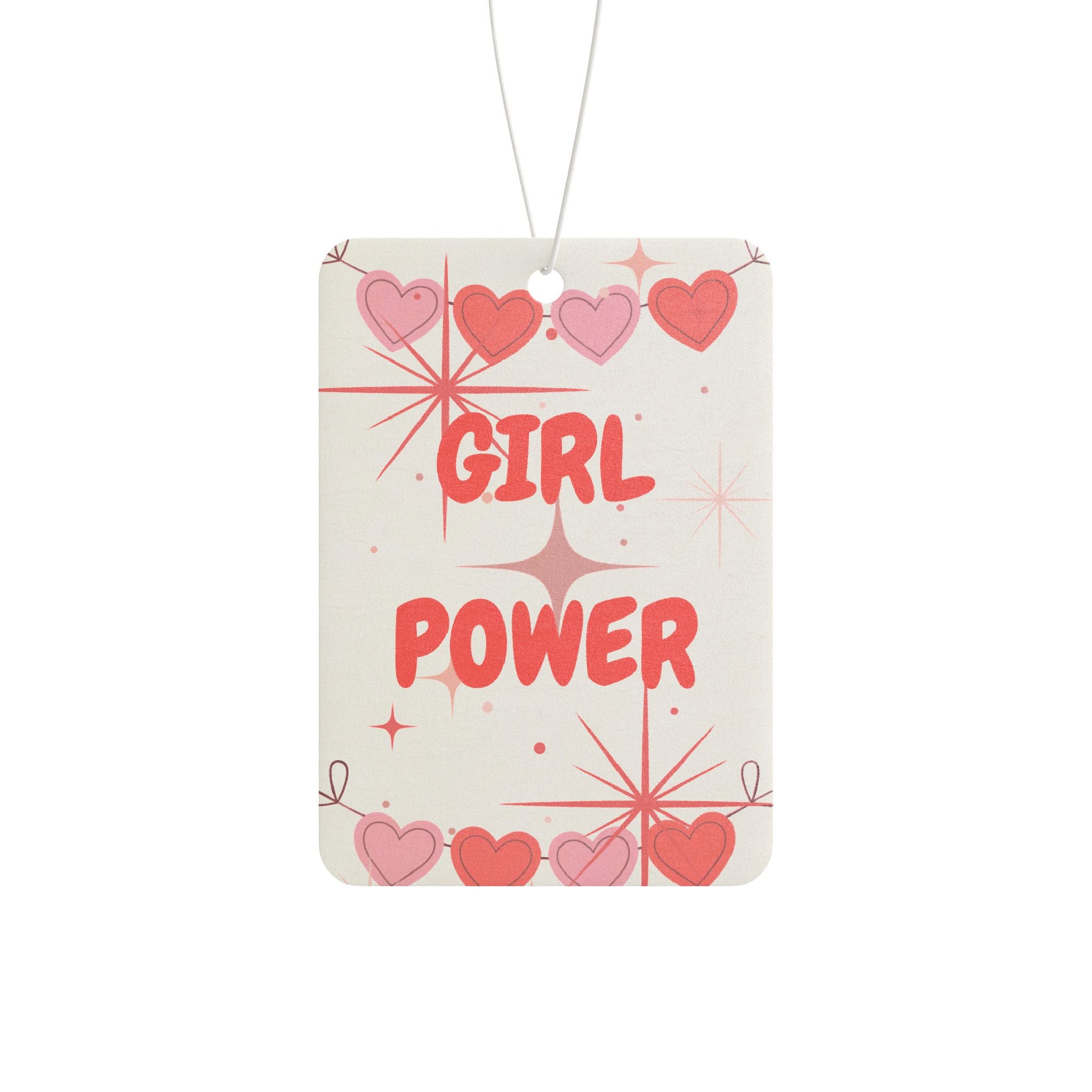 Girl Power Retro Hearts Car Air Freshener — Pink & Red