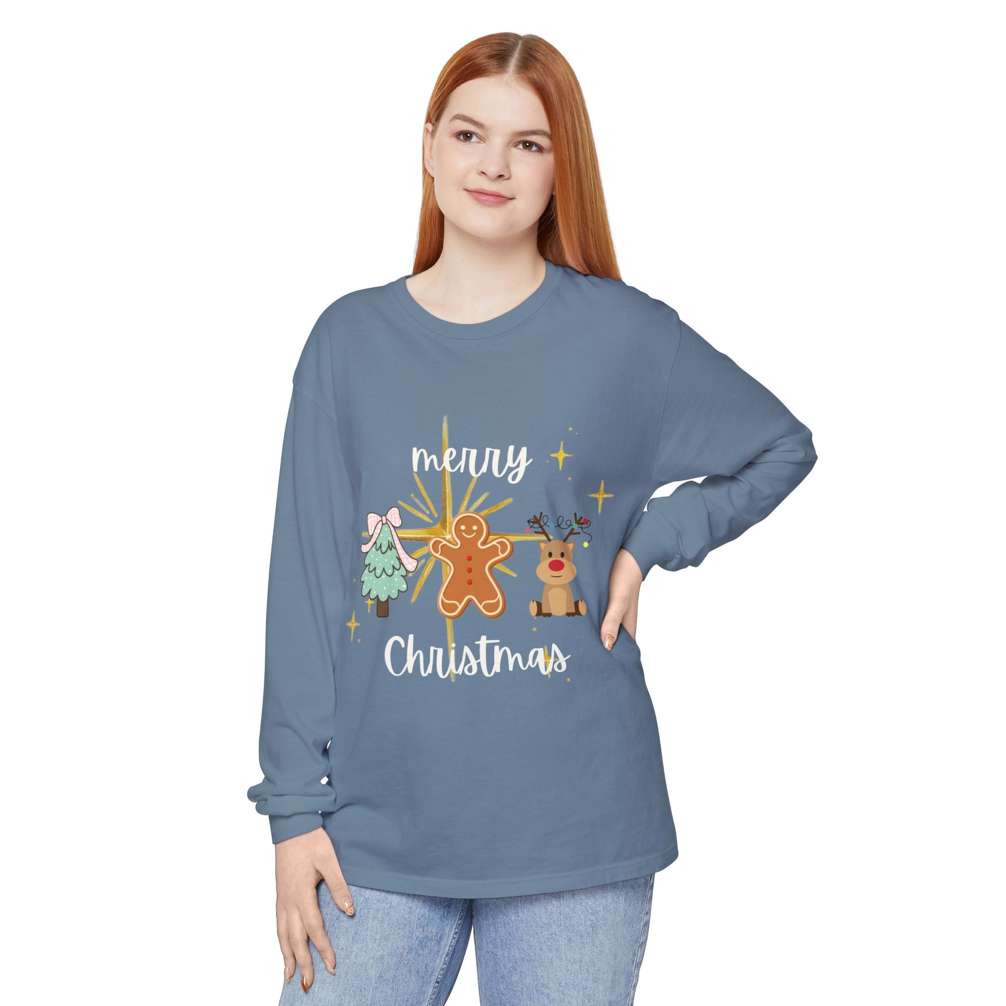 Merry Christmas Gingerbread Long Sleeve Tee