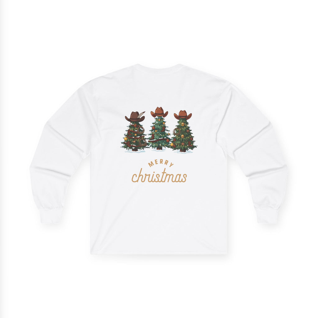 Merry Christmas Cowboy Tree Long Sleeve Tee