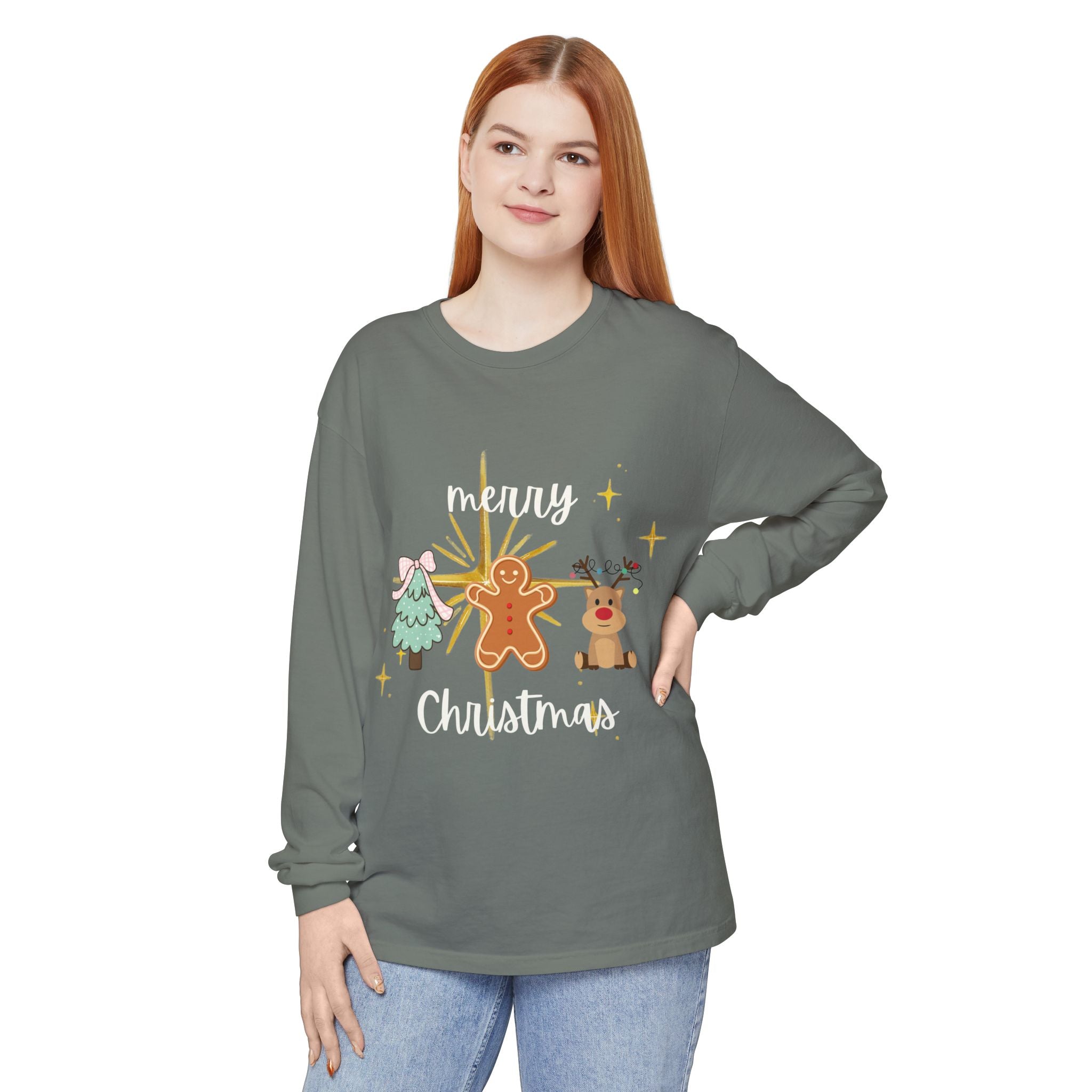 Merry Christmas Gingerbread Long Sleeve Tee
