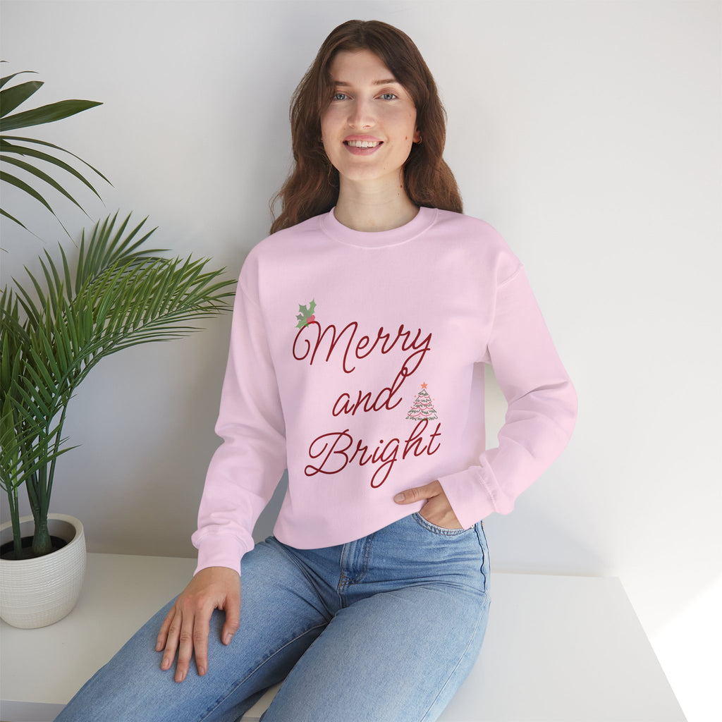 Merry and Bright Crewneck Sweatshirt — Festive Holiday Christmas Sweater