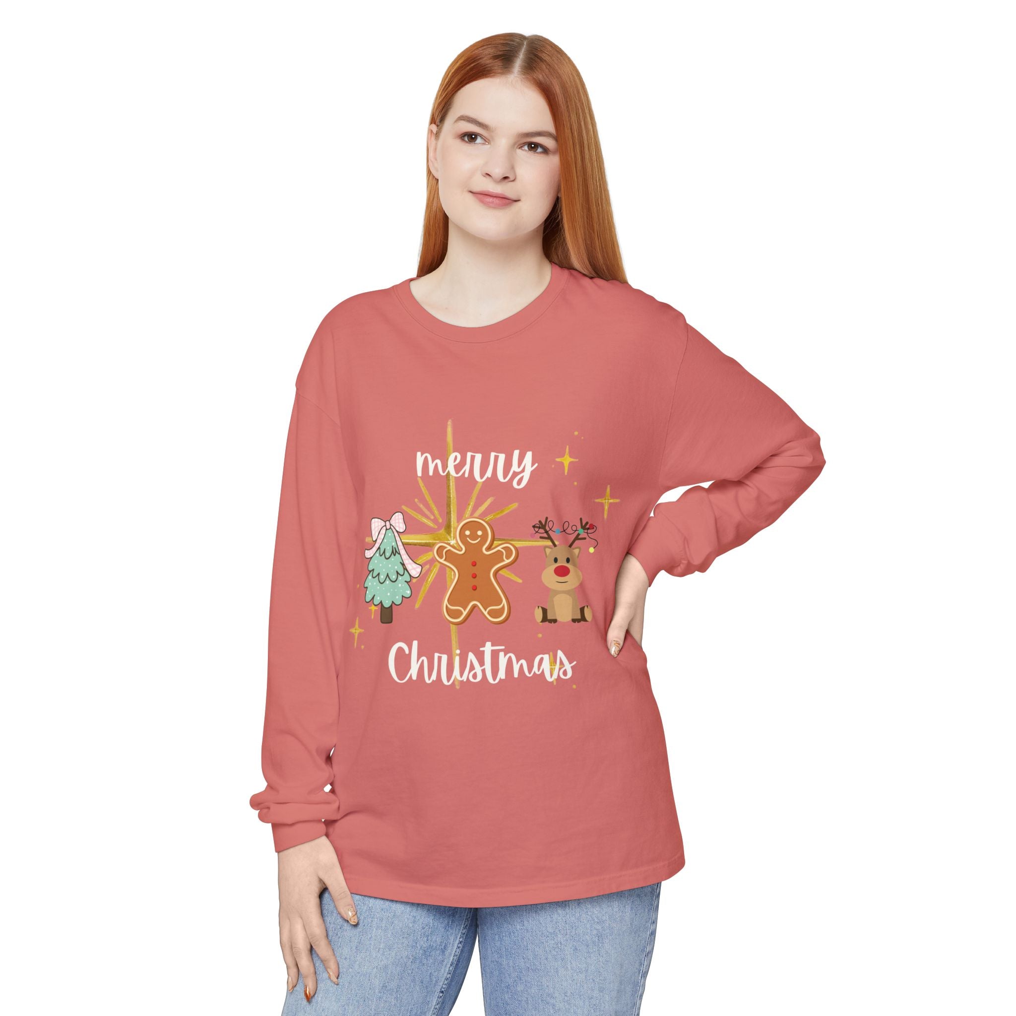 Merry Christmas Gingerbread Long Sleeve Tee