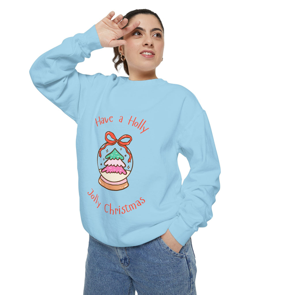 Christmas Snow Globe Sweatshirt — "Have a Holly Jolly Christmas" Cozy Holiday Pullover
