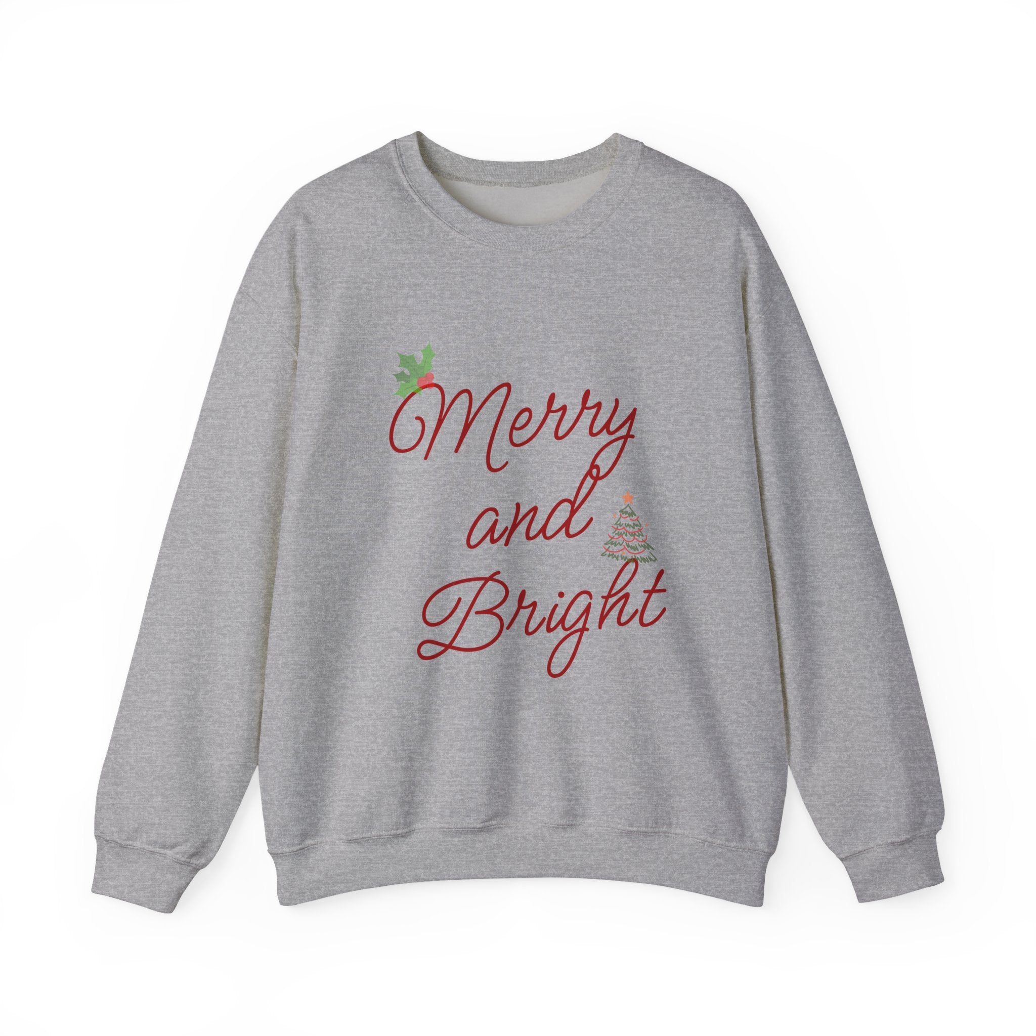 Merry and Bright Crewneck Sweatshirt — Festive Holiday Christmas Sweater