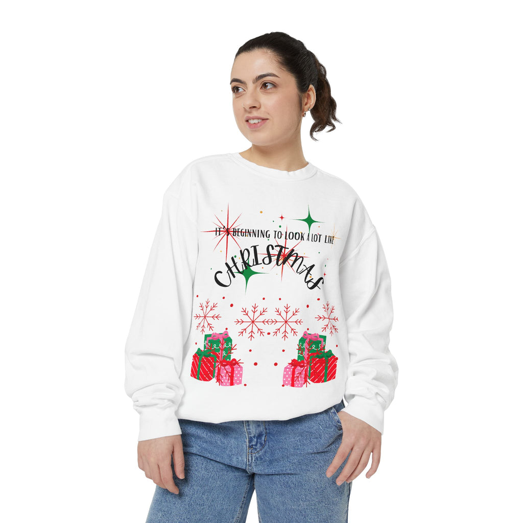 It's Beginning to Look a Lot Like Christmas Sweatshirt — Holiday Garment-Dyed Sweatshirt