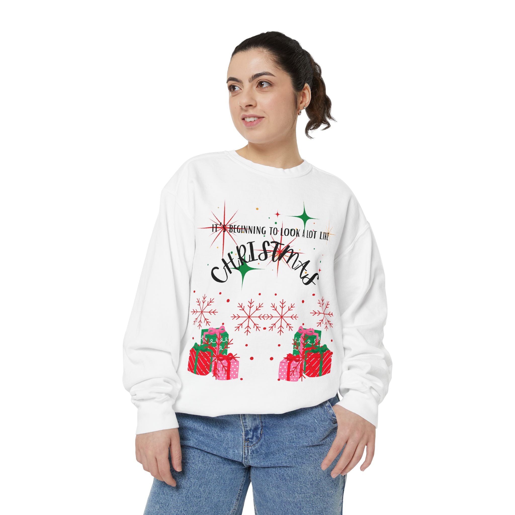 It's Beginning to Look a Lot Like Christmas Sweatshirt — Holiday Garment-Dyed Sweatshirt