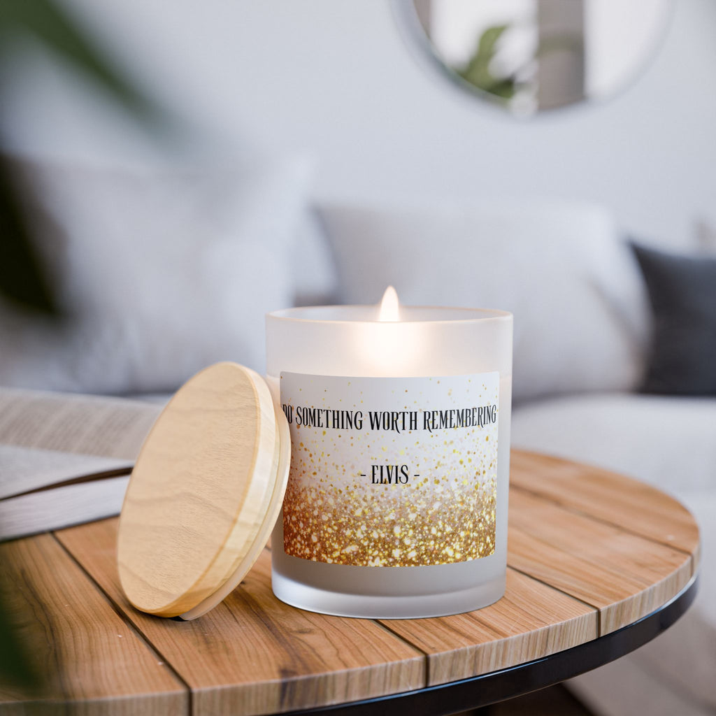 Do Something Worth Remembering Frosted Glass Candle — Elvis Quote (11oz)