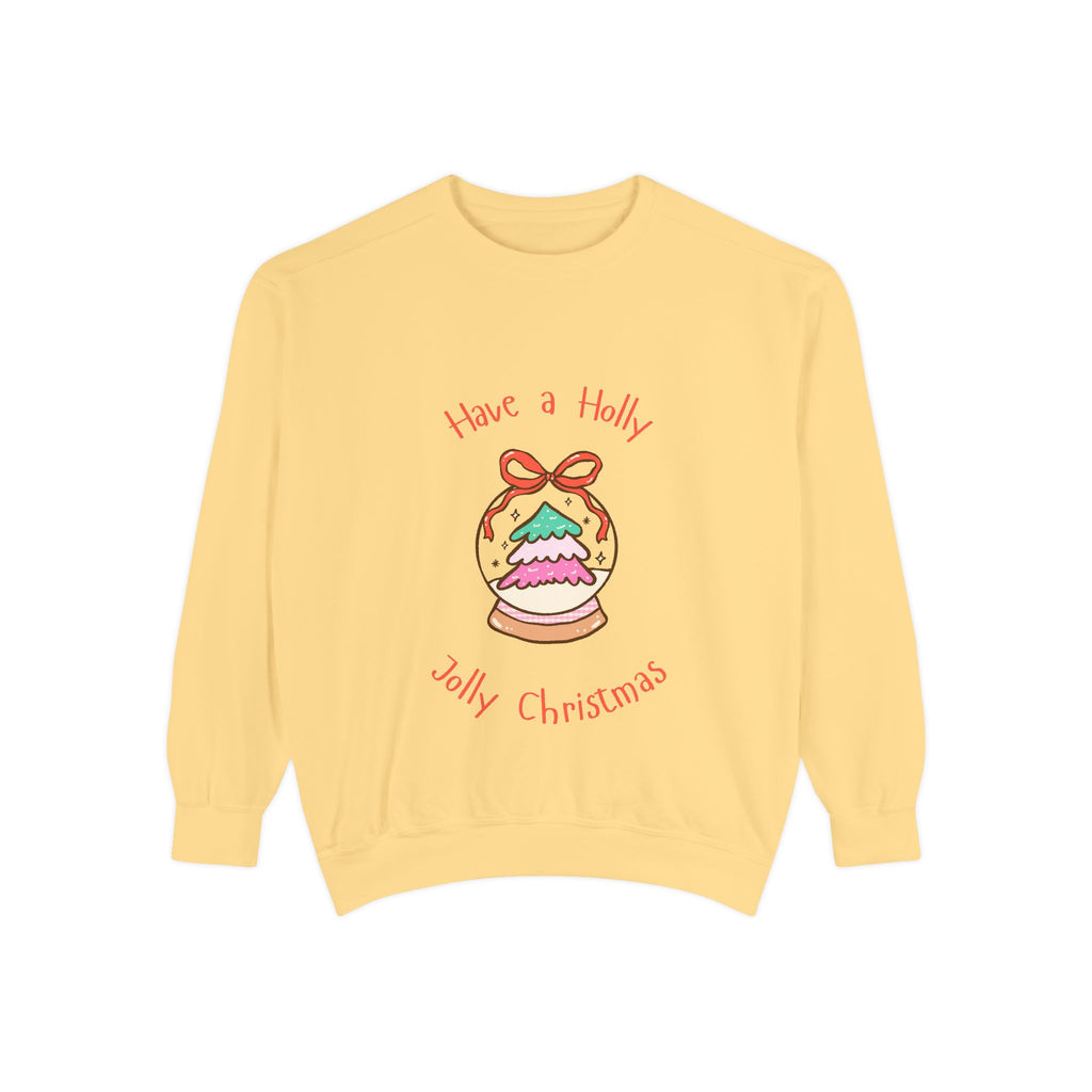 Christmas Snow Globe Sweatshirt — "Have a Holly Jolly Christmas" Cozy Holiday Pullover