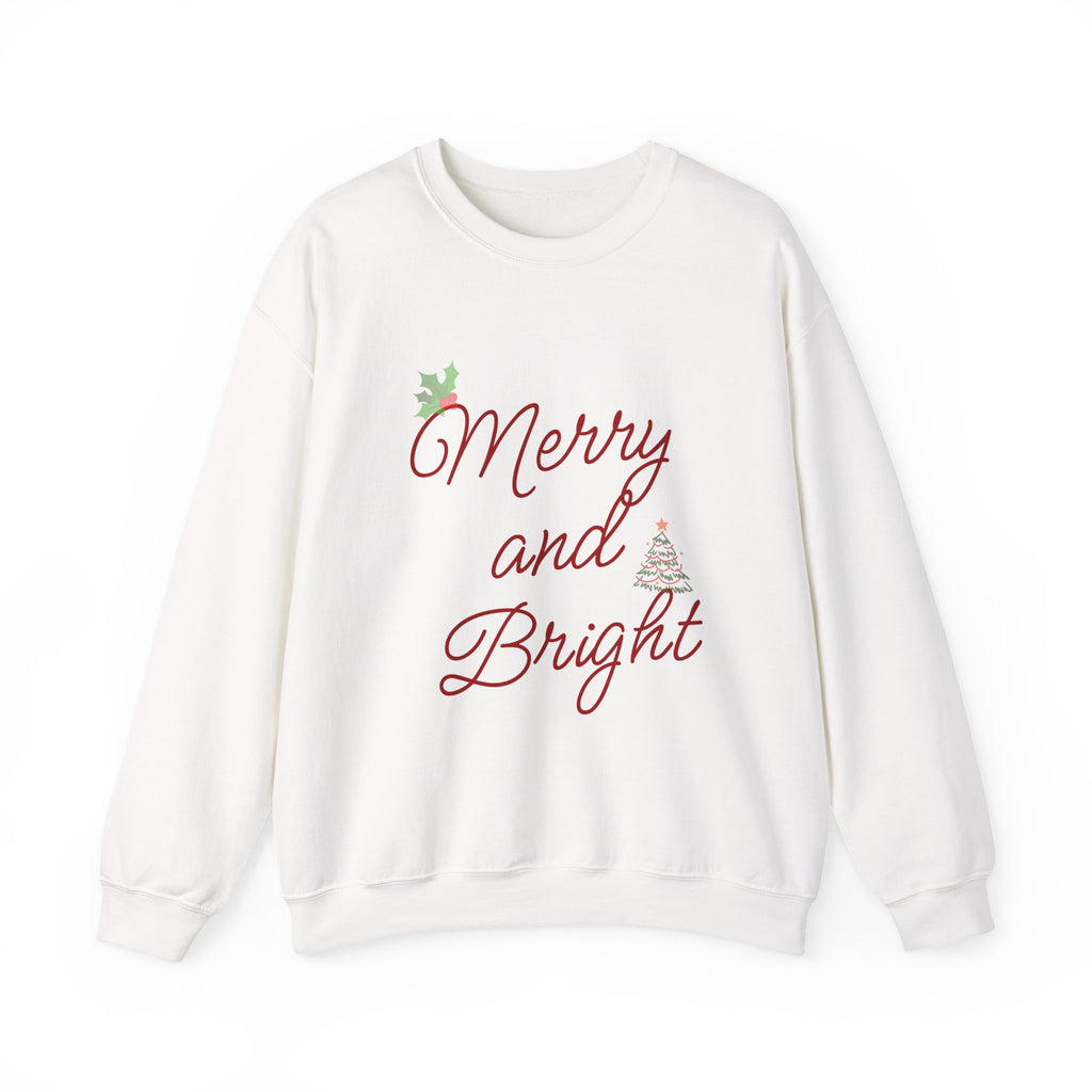 Merry and Bright Crewneck Sweatshirt — Festive Holiday Christmas Sweater