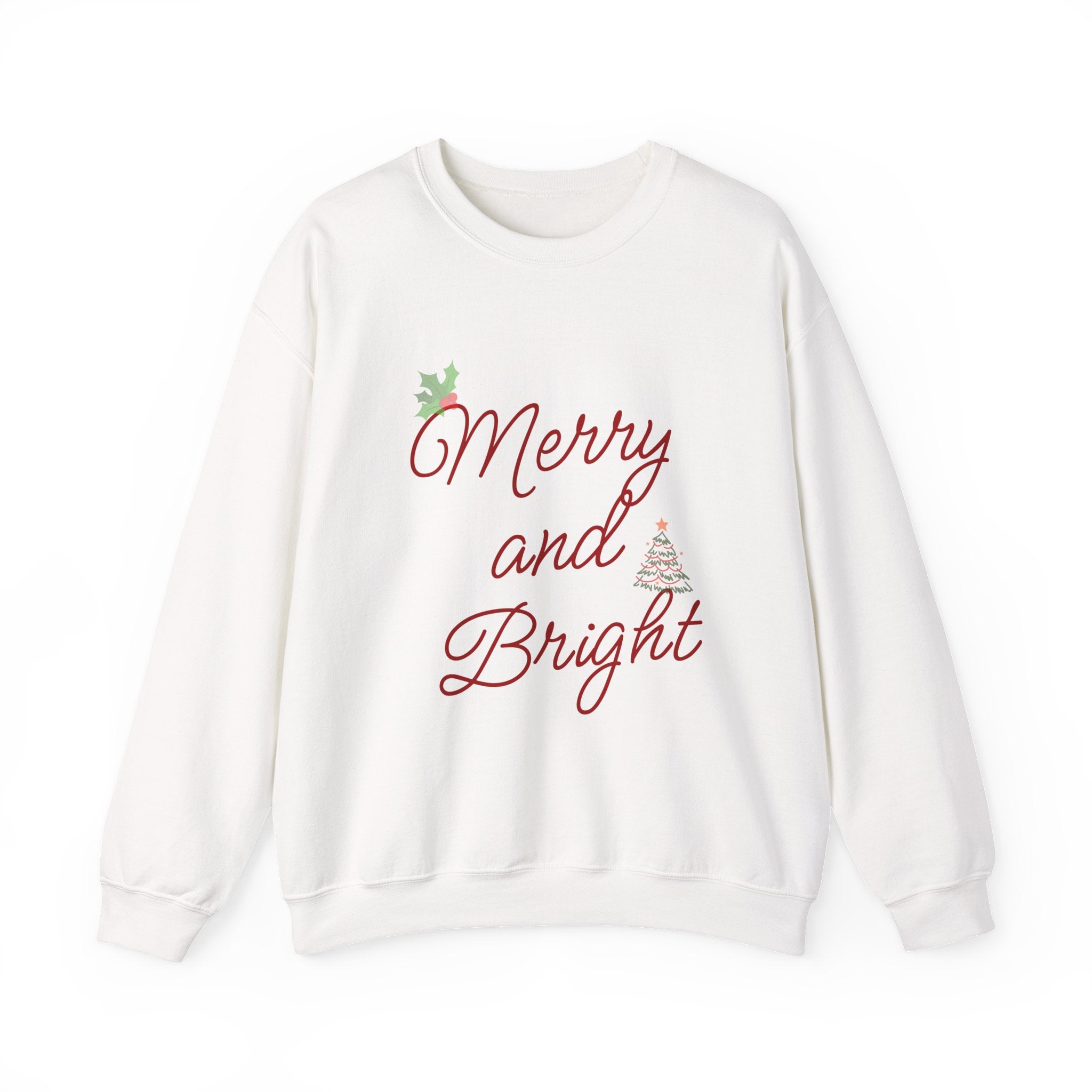Merry and Bright Crewneck Sweatshirt — Festive Holiday Christmas Sweater