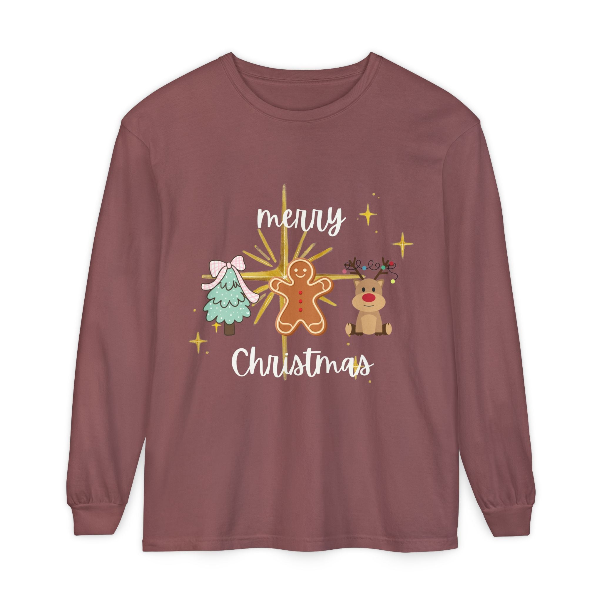 Merry Christmas Gingerbread Long Sleeve Tee