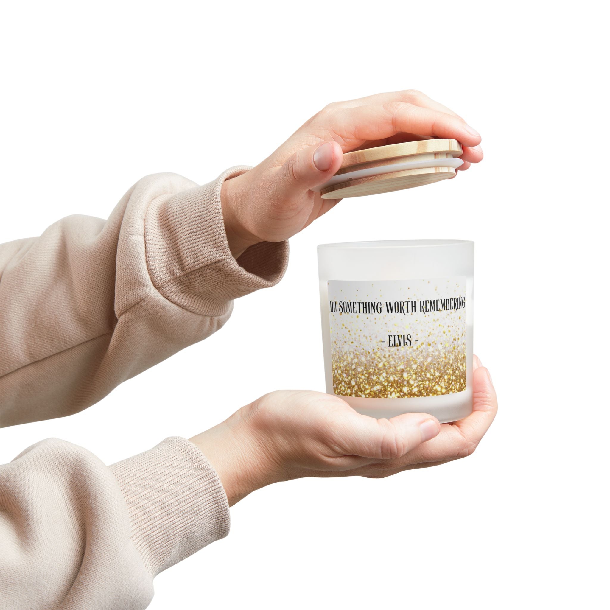 Do Something Worth Remembering Frosted Glass Candle — Elvis Quote (11oz)