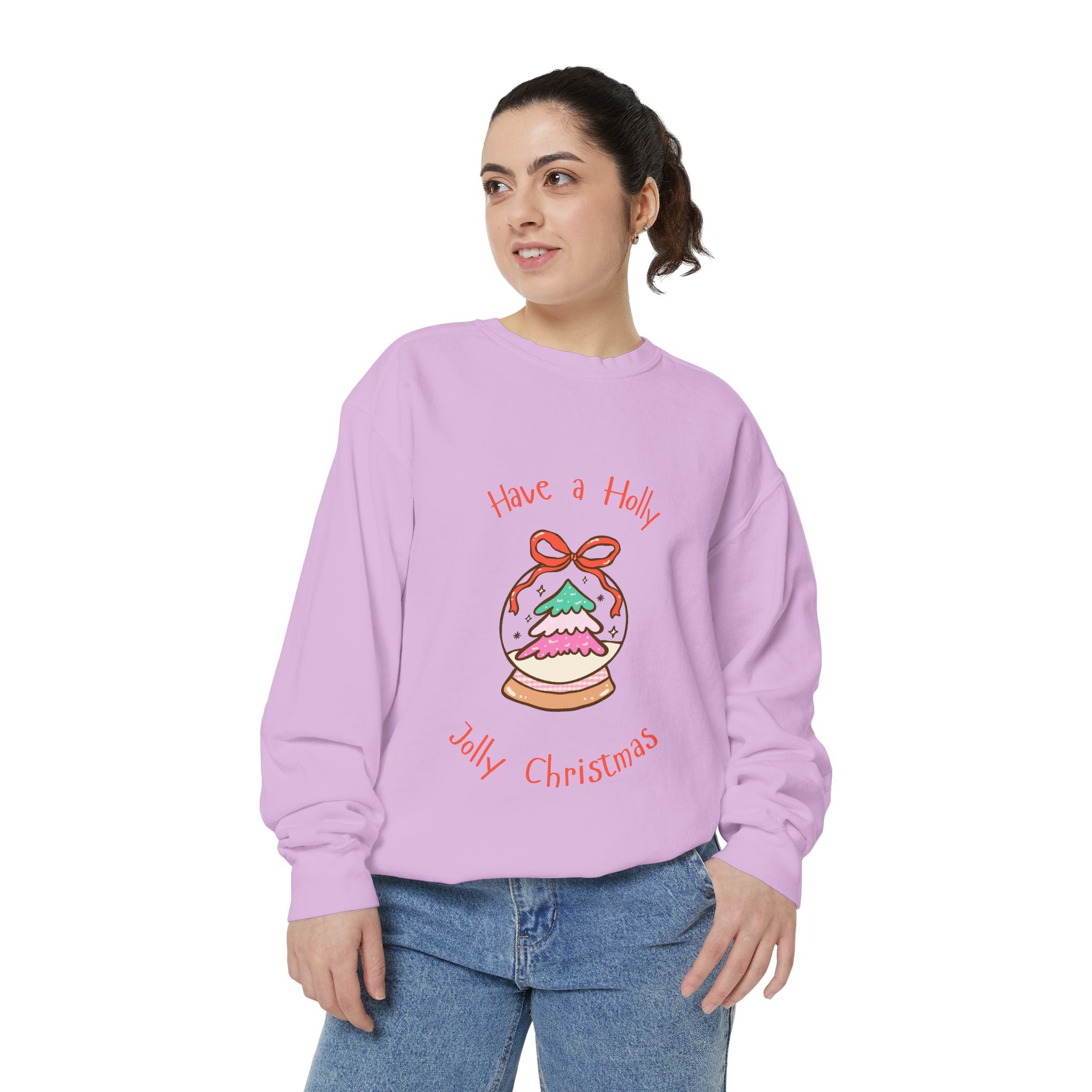 Christmas Snow Globe Sweatshirt — "Have a Holly Jolly Christmas" Cozy Holiday Pullover