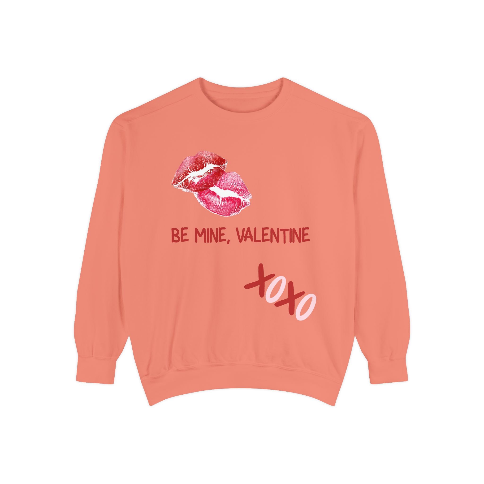 Valentine Lip Print Sweatshirt — "Be Mine, Valentine" Cozy Pullover