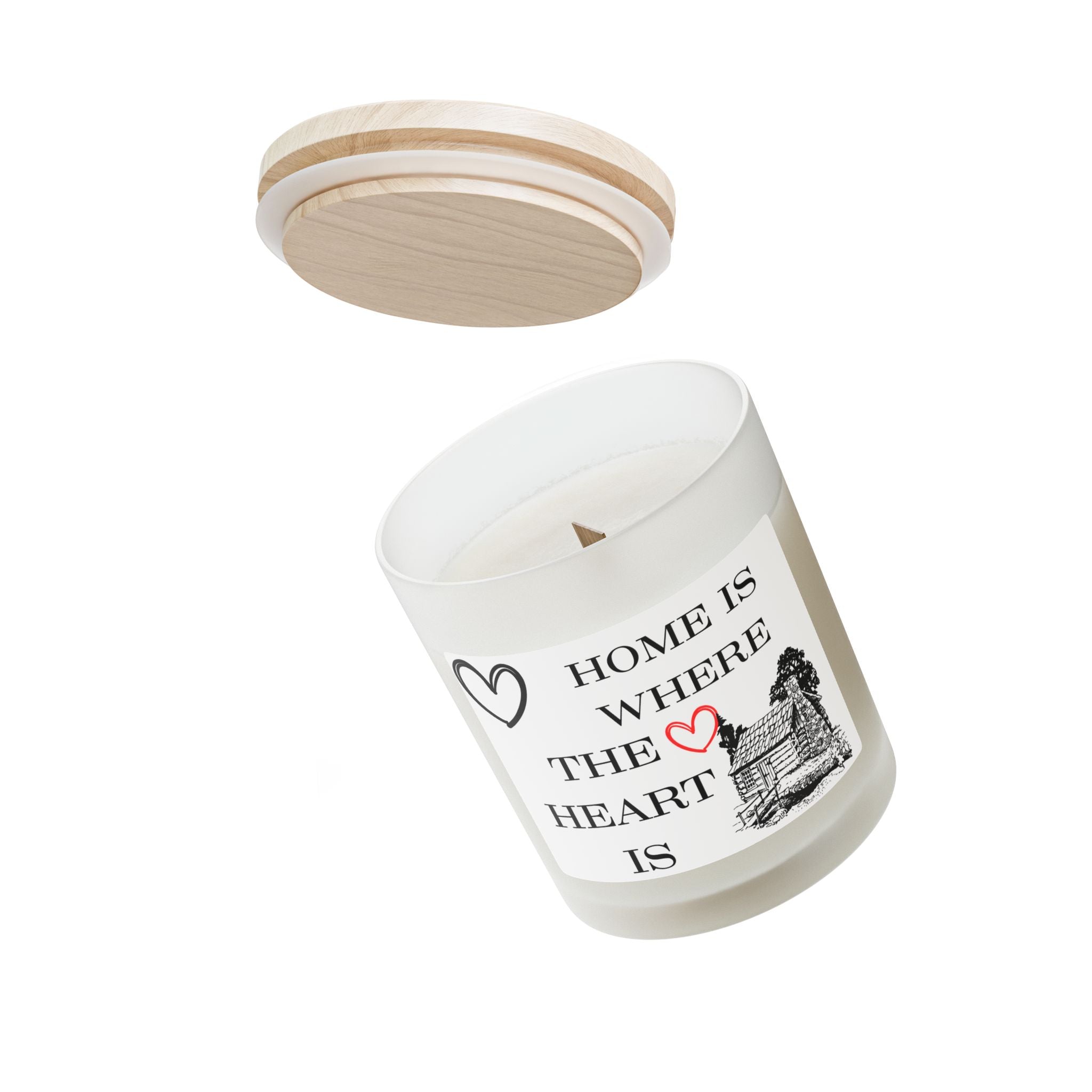 Cozy Cabin 11oz Frosted Glass Candle — "Home Is Where The Heart Is" Scented Candle