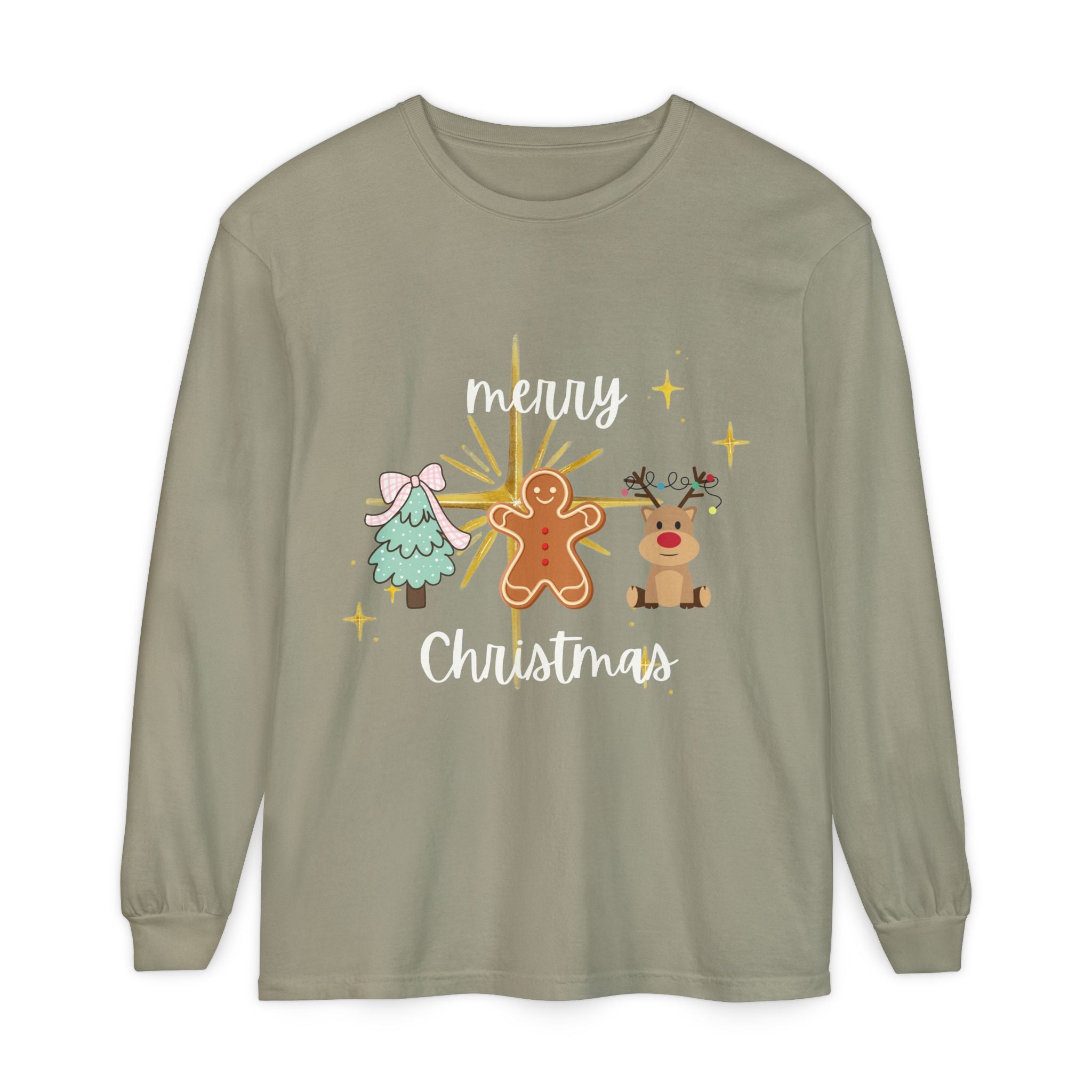 Merry Christmas Gingerbread Long Sleeve Tee