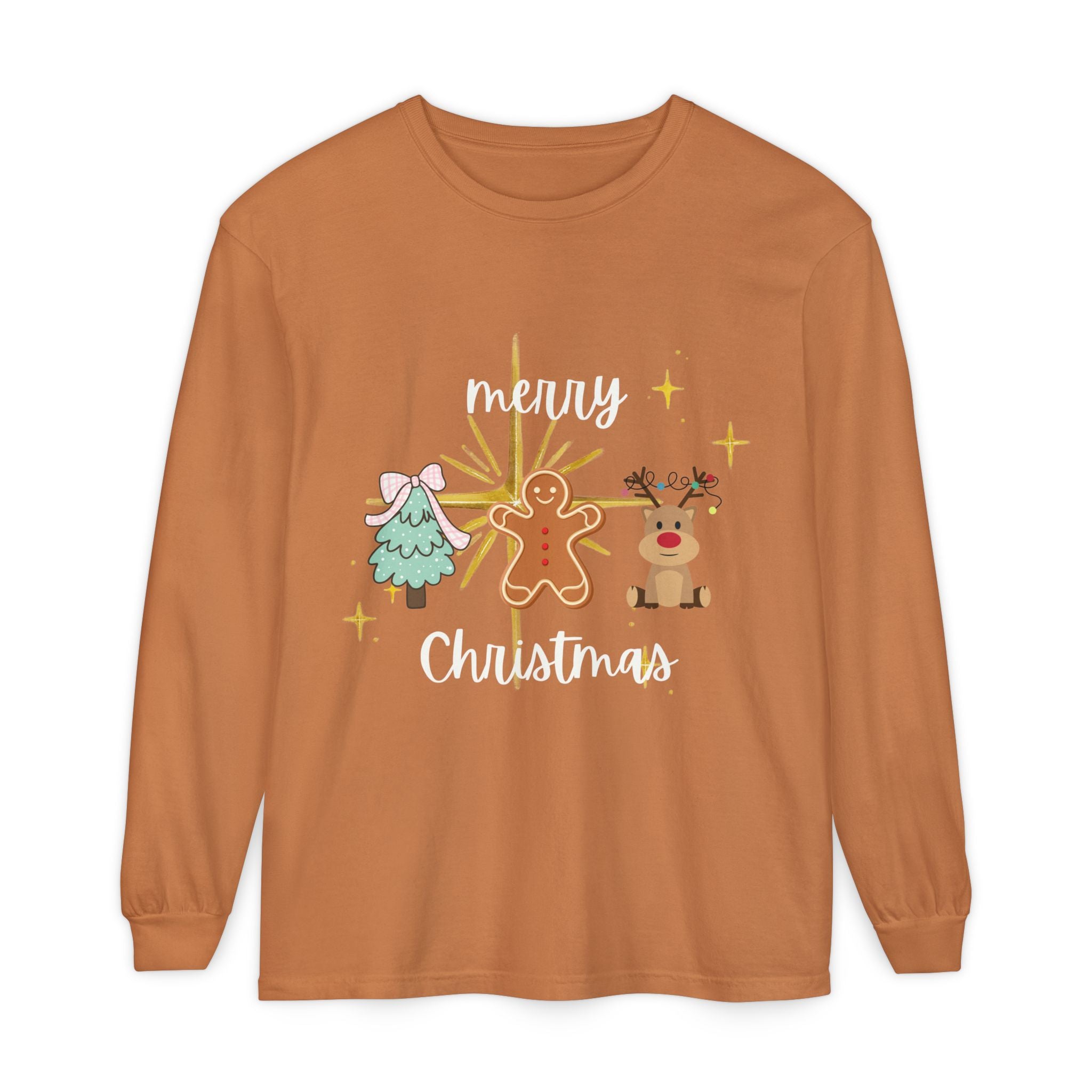 Merry Christmas Gingerbread Long Sleeve Tee