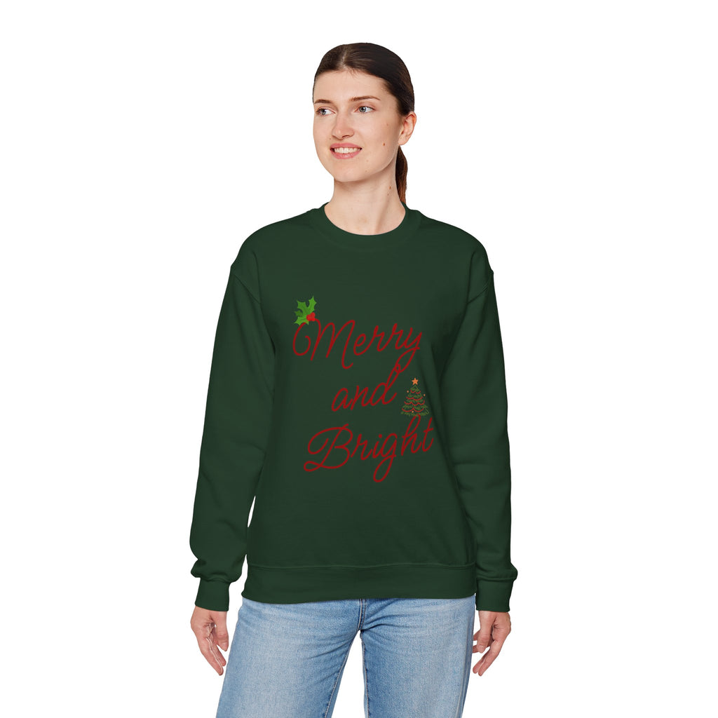 Merry and Bright Crewneck Sweatshirt — Festive Holiday Christmas Sweater