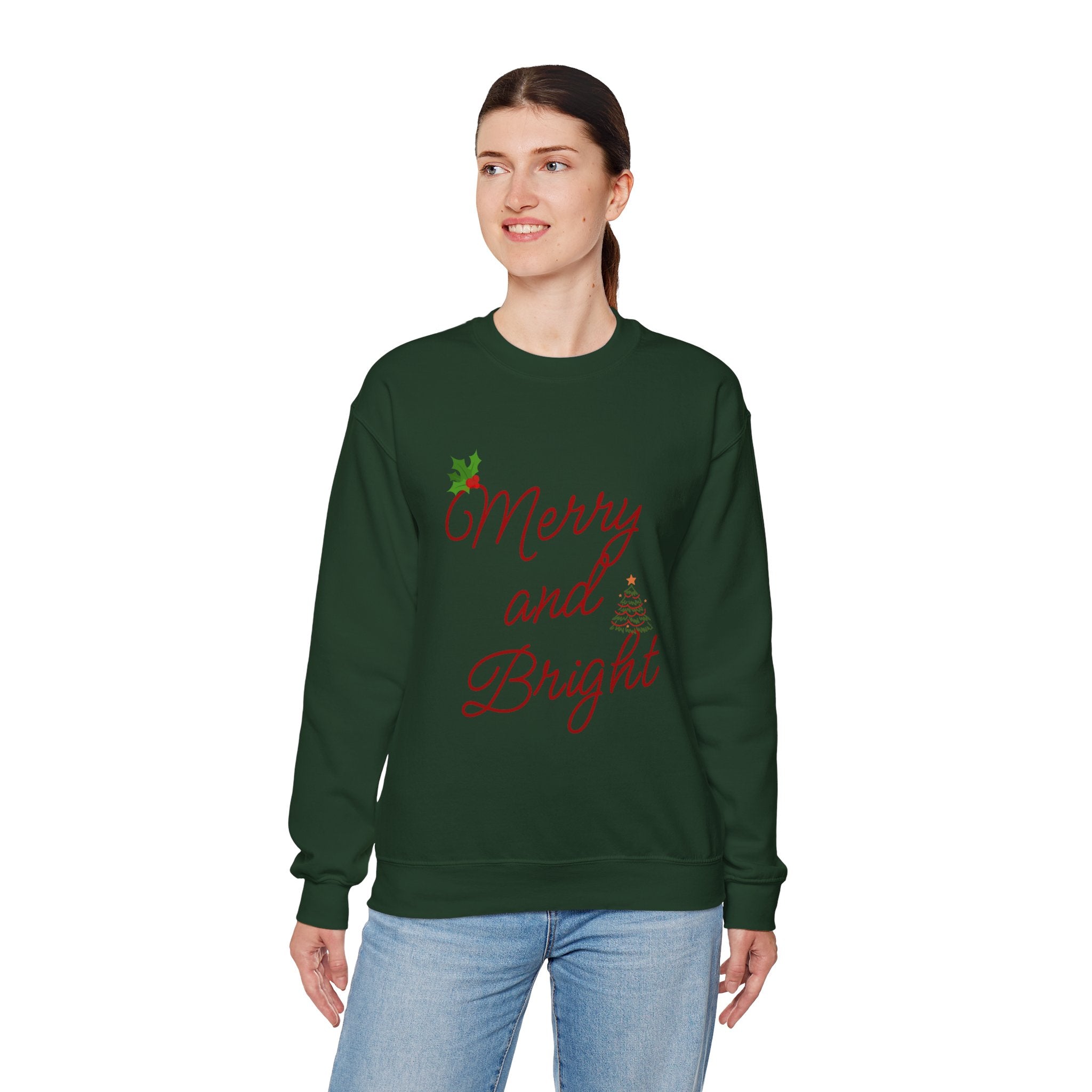 Merry and Bright Crewneck Sweatshirt — Festive Holiday Christmas Sweater