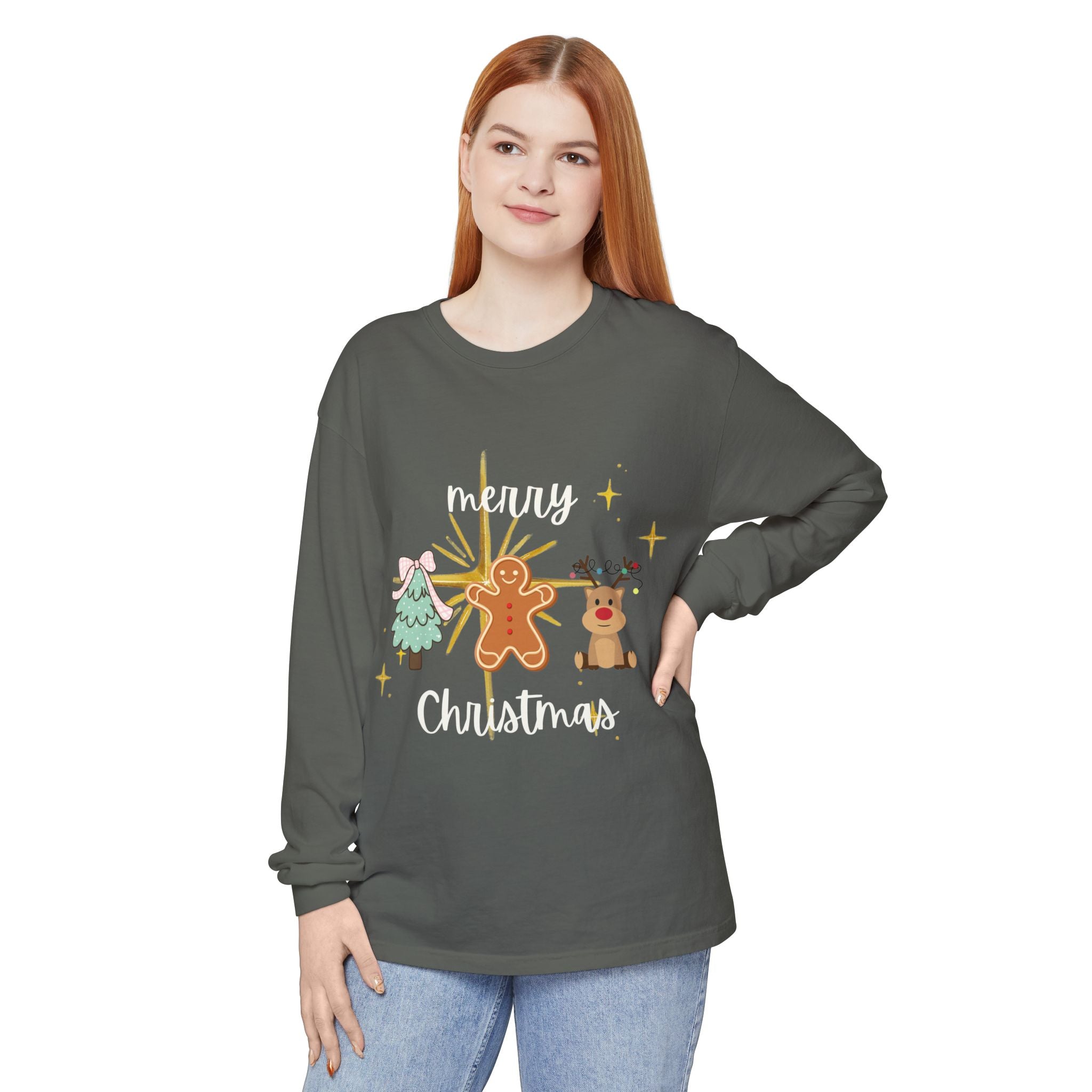 Merry Christmas Gingerbread Long Sleeve Tee