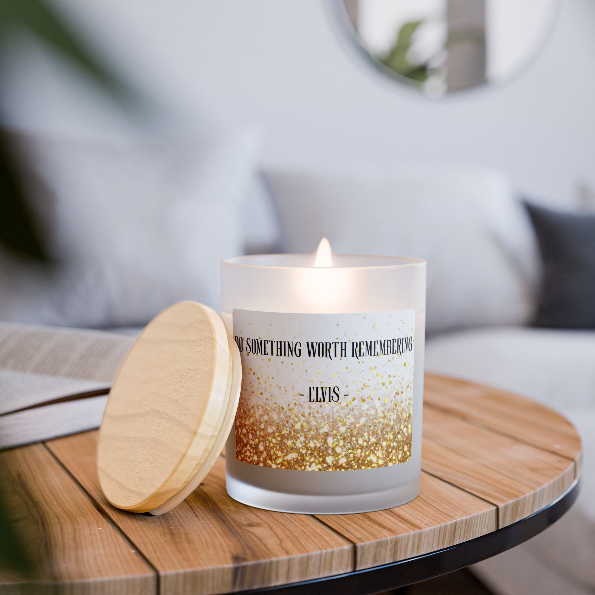 Do Something Worth Remembering Frosted Glass Candle — Elvis Quote (11oz)