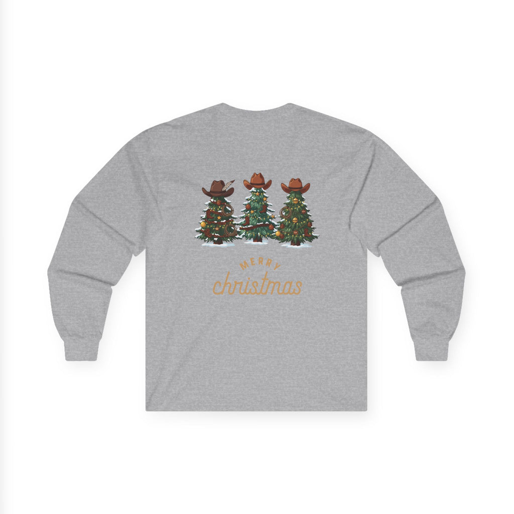 Merry Christmas Cowboy Tree Long Sleeve Tee