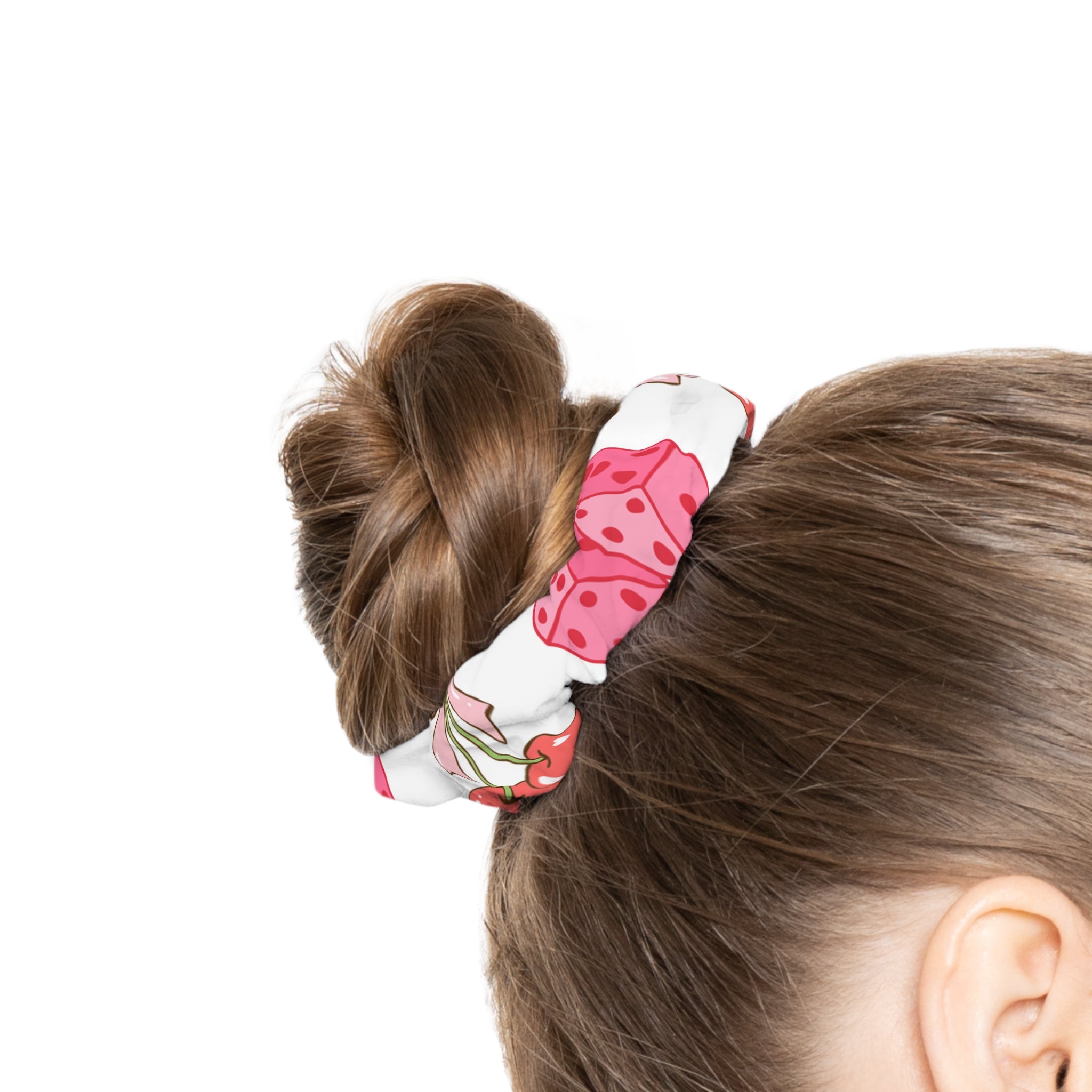Cherry and Dice Pattern Scrunchie | Girly Hair Accessory