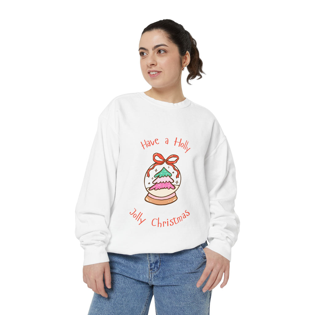 Christmas Snow Globe Sweatshirt — "Have a Holly Jolly Christmas" Cozy Holiday Pullover
