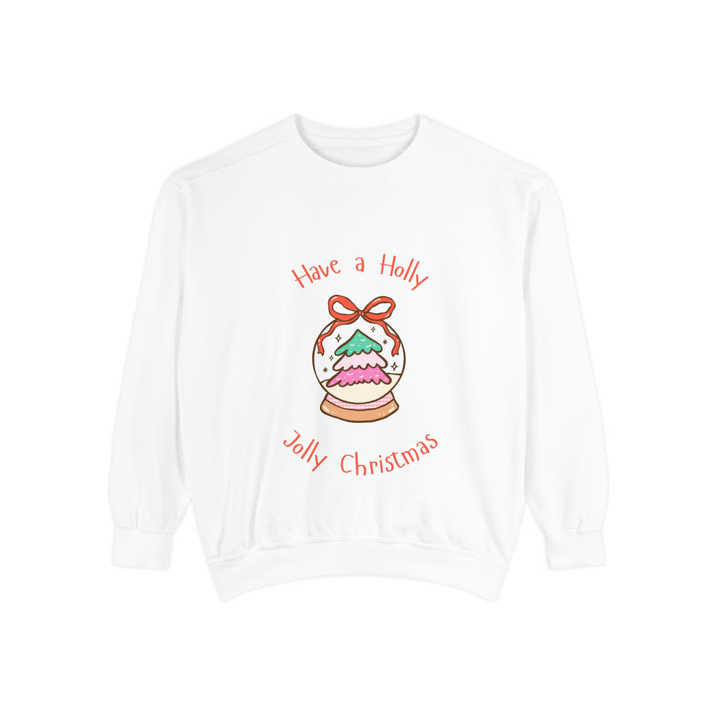 Christmas Snow Globe Sweatshirt — "Have a Holly Jolly Christmas" Cozy Holiday Pullover