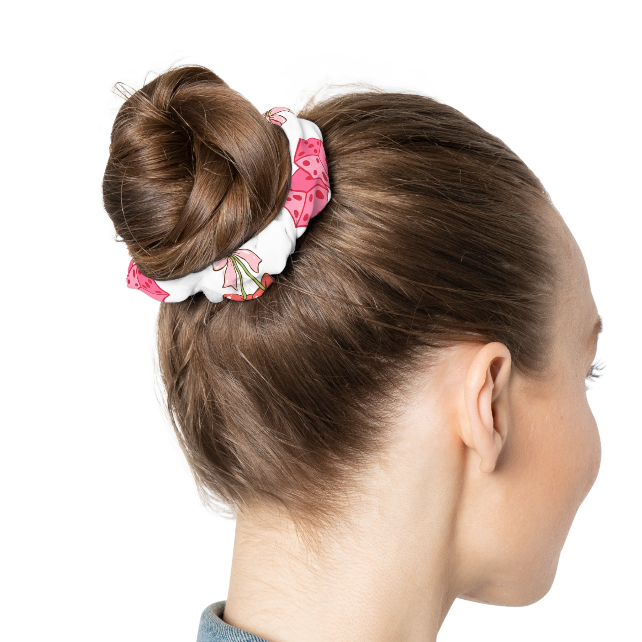 Cherry and Dice Pattern Scrunchie | Girly Hair Accessory