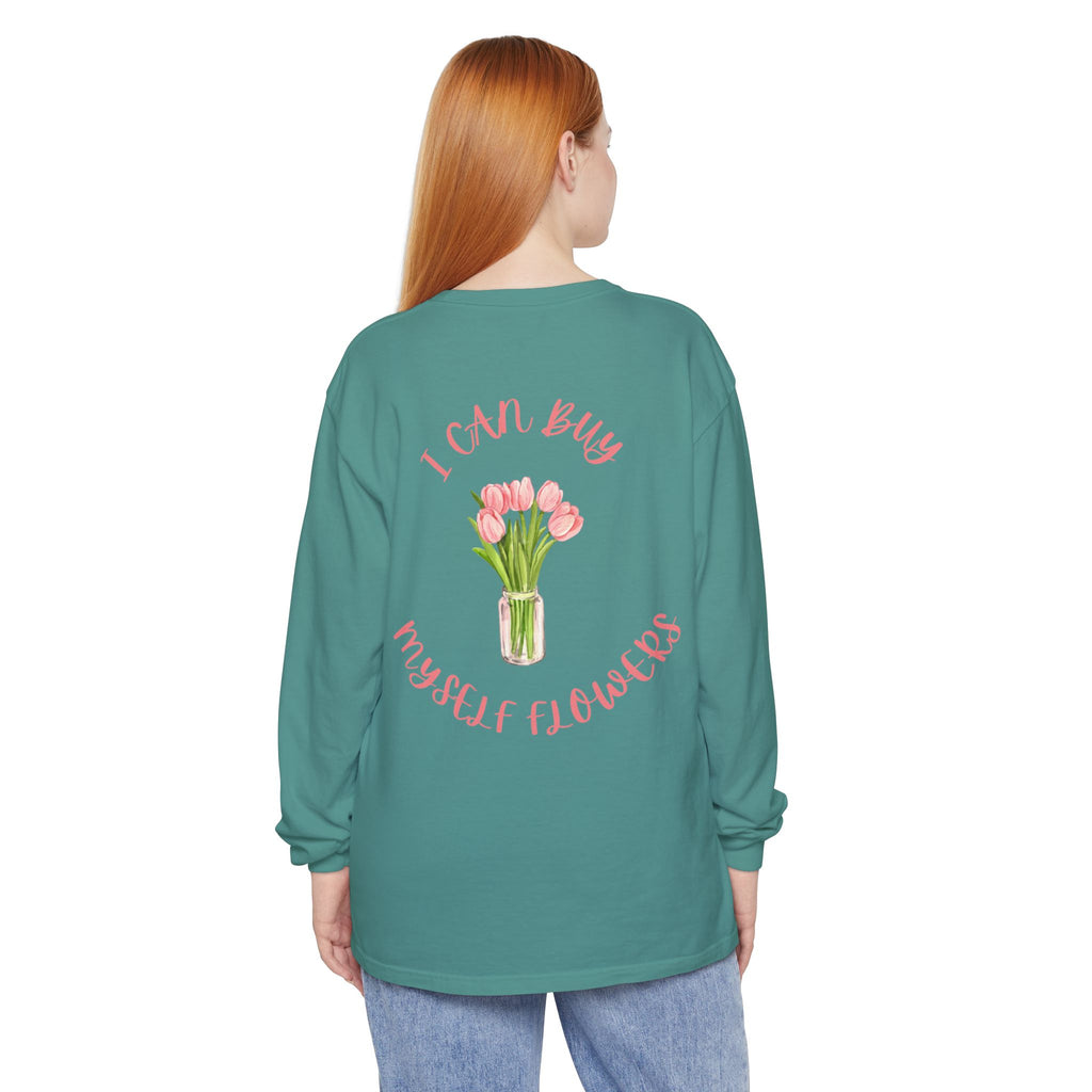 I Can Buy Myself Flowers Long Sleeve T-Shirt | Pink Tulip Bouquet