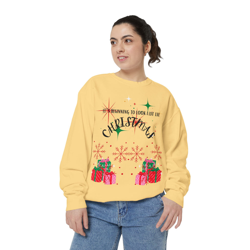 It's Beginning to Look a Lot Like Christmas Sweatshirt — Holiday Garment-Dyed Sweatshirt