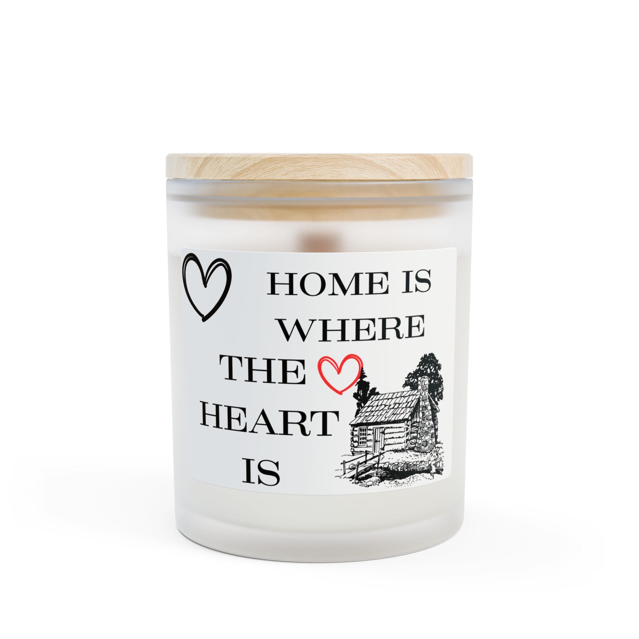 Cozy Cabin 11oz Frosted Glass Candle — "Home Is Where The Heart Is" Scented Candle